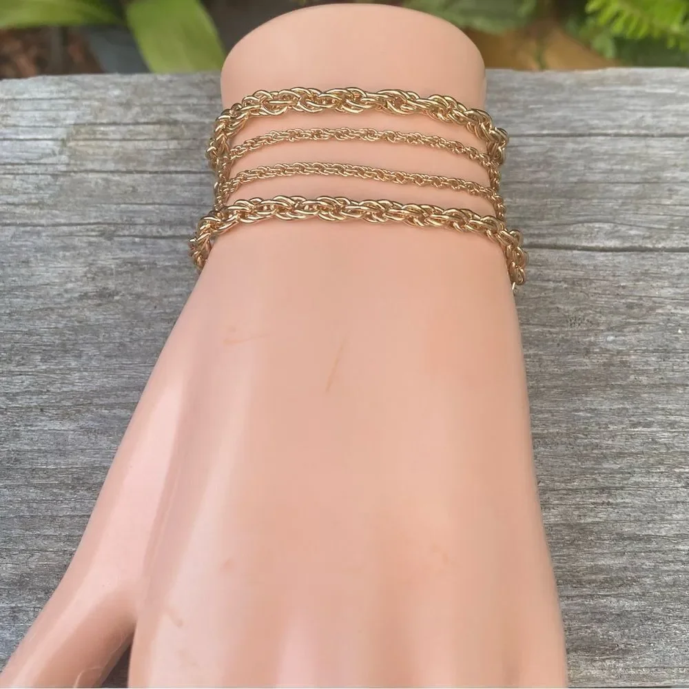Urban Outfitter Four (4) Gold Tone Chain Bracelets NWT Boho Preppy Classic
